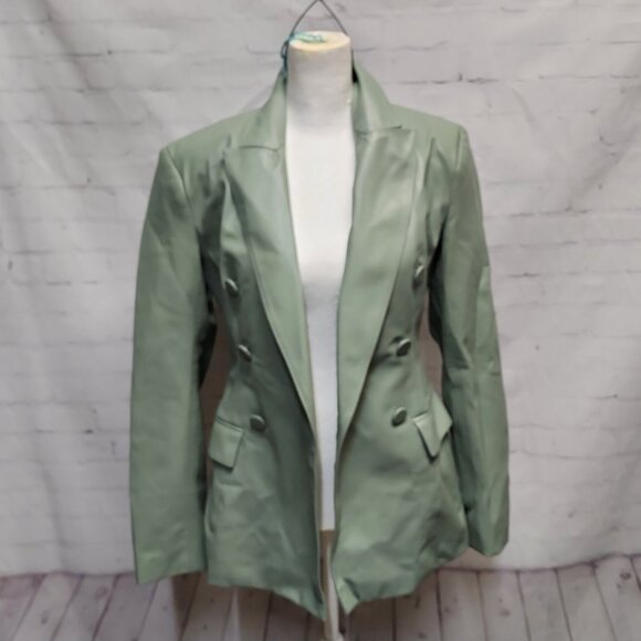 NWT Zara faux leather double breasted  blazer - Picture 4 of 13